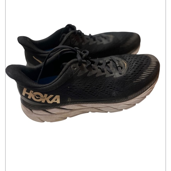Hoka One One Clifton 7 Sz 9.5 Black / Gray Athletic Shoes Maximalist Cushioning - Picture 5 of 8